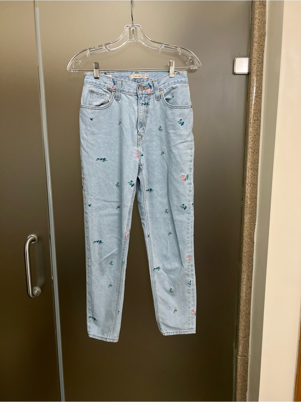 Levi Strauss & Co. Blue Floral Embroidered Mom Jeans